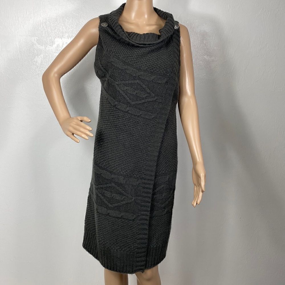 Marble Gray Mohair Blend Longline Button Closure Vest